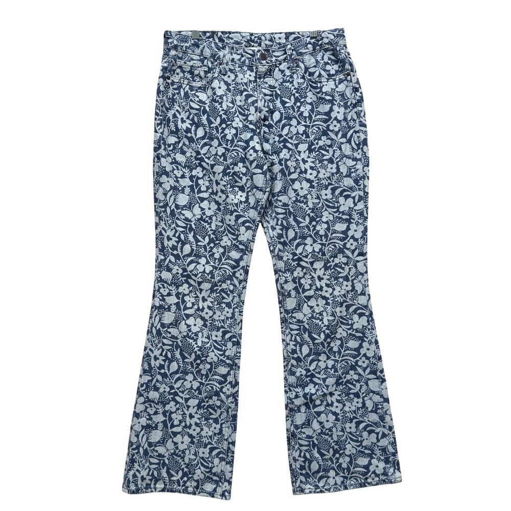 Old Navy Anna Sui Jeans Womens 8 Blue Floral Bootcut Mid Rise Denim 1905